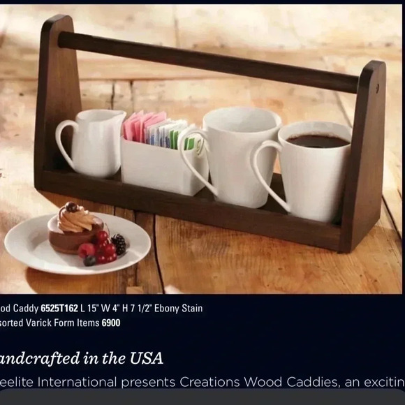 Steelite Wood Caddy 6525T162 Ebony Stain 15" Varick Form Handcrafted USA - Picture 2 of 12